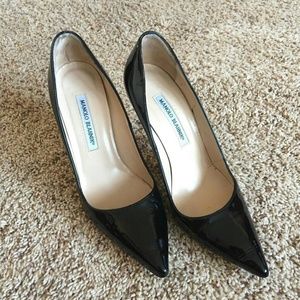 Manolo Blahnik Black Leather Pumps